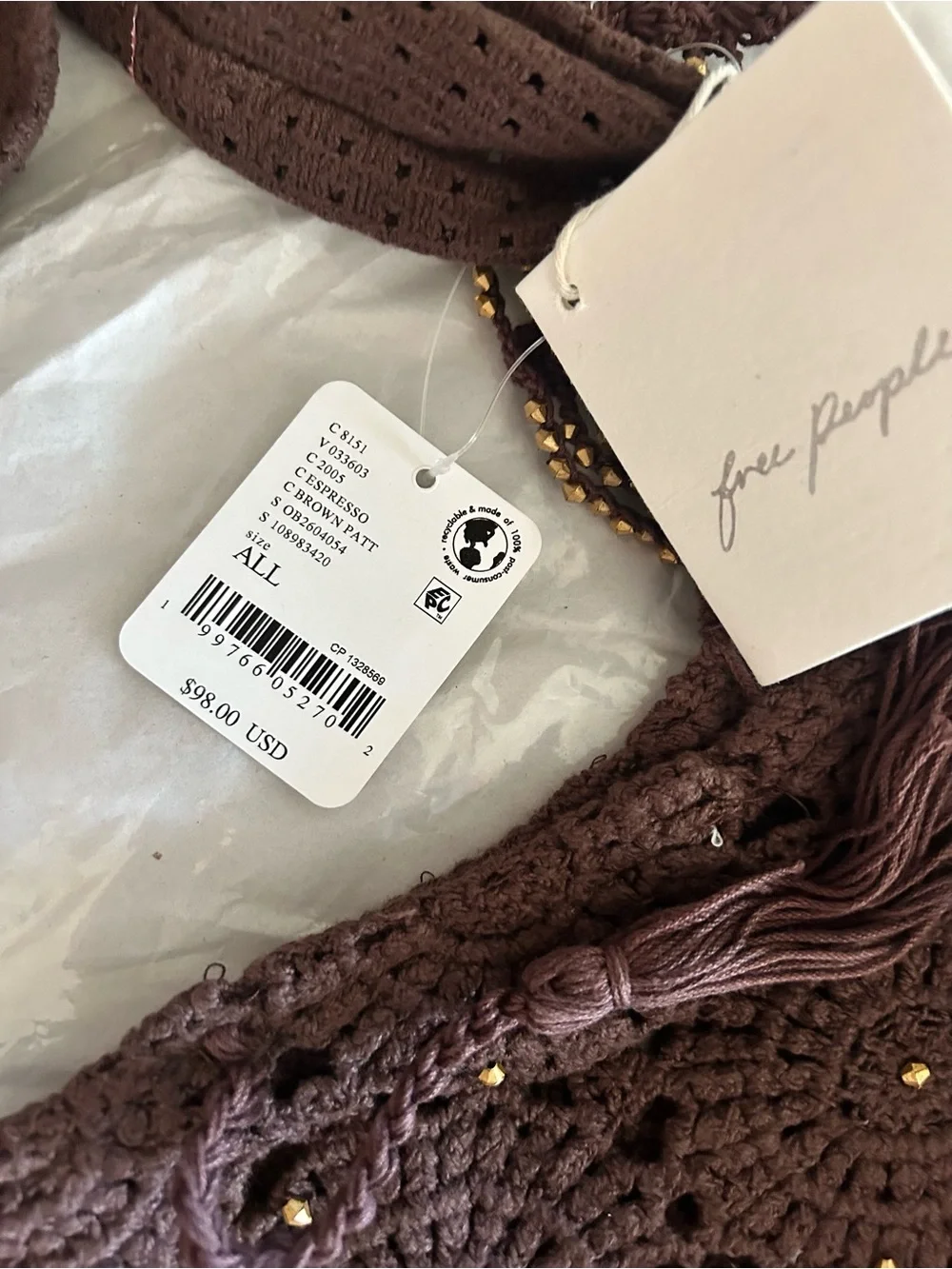 NWT Free People Sunrise To Sunset Crochet Tote
